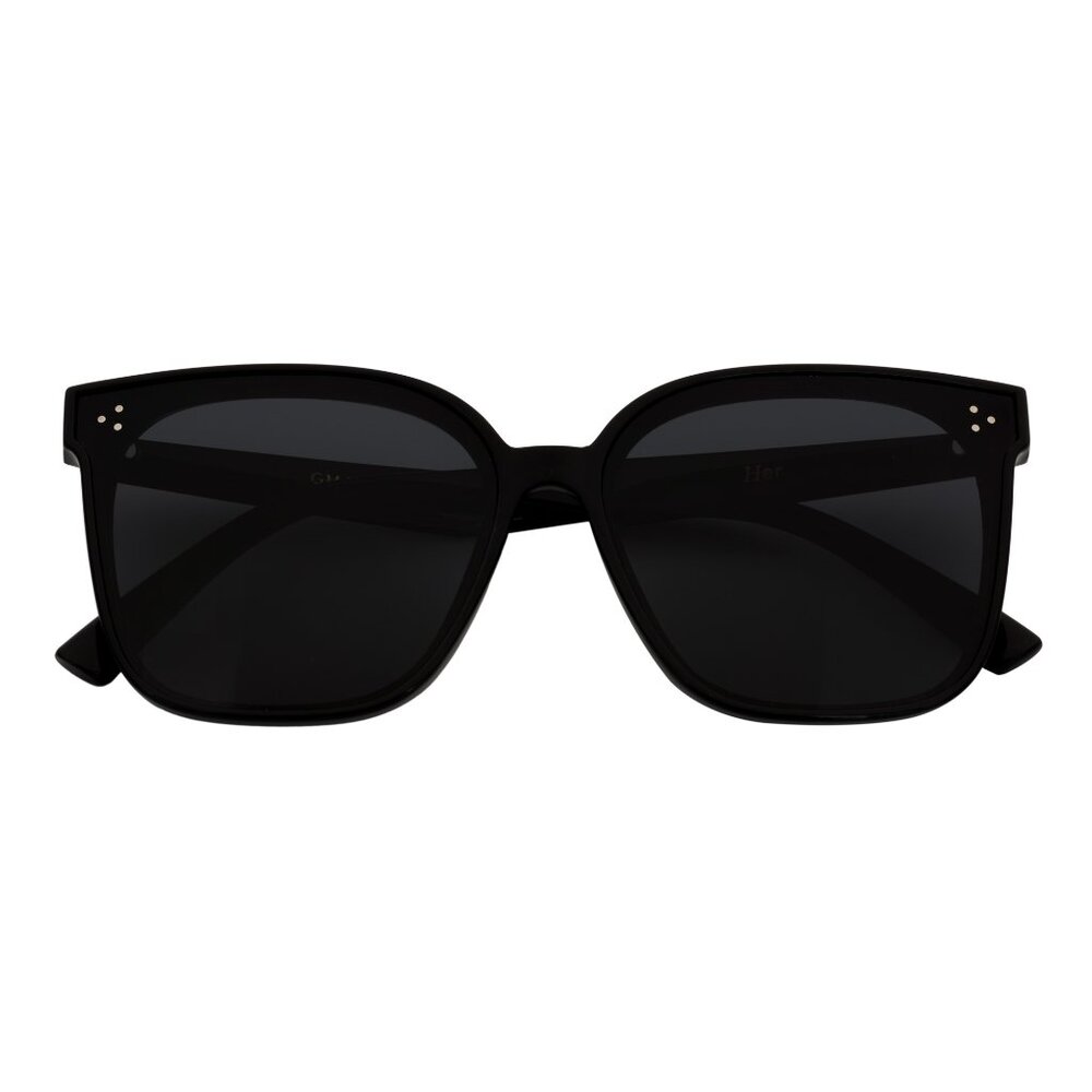 Polarized Womens Oversize 3 Pin Cat Eye Sunglasses Gloss Black Smoke Tint